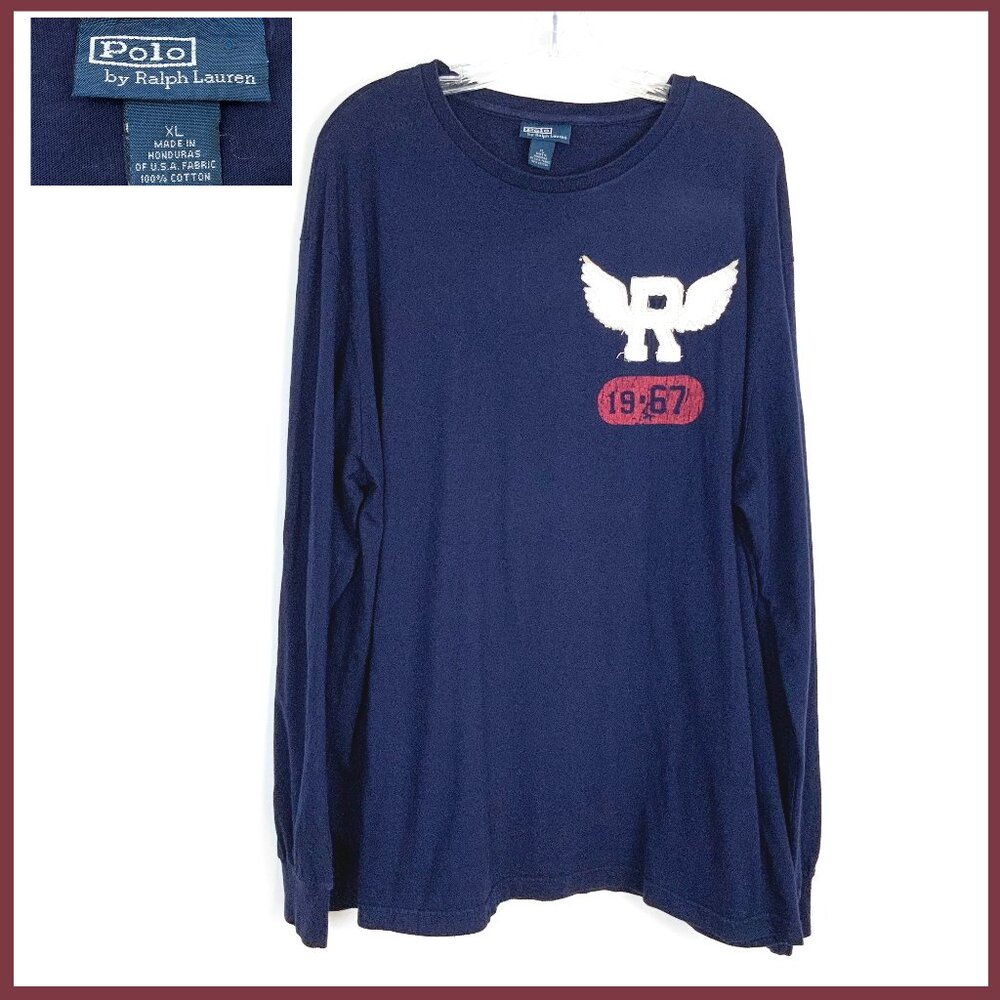 Polo Ralph Lauren Long Sleeve Navy Blue Shirt "R" Patch XL